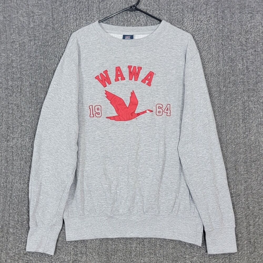 Wawa 1964 Sweatshirt Mens Medium Gray Crewneck Pullover Big Goose Logo